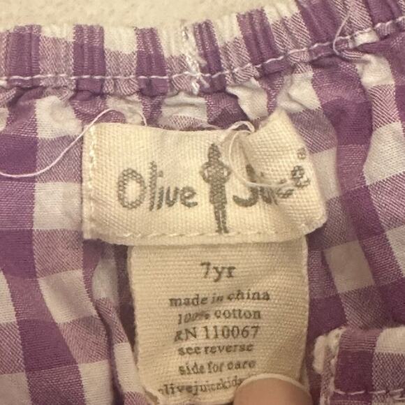 Olive Juice Gingham Plaid Top sz 7 purple gingham short sleeve Flutter Sleeve - Picture 6 of 6
